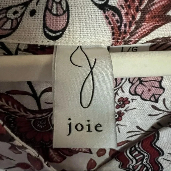 Joie Linen Blend Floral Print Button Blouse Top Size Large - Picture 6 of 10